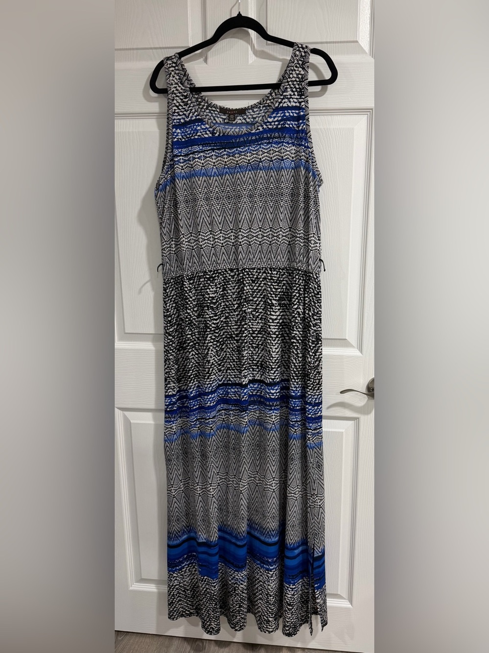 Fever Blue & Black Patterned Maxi Dress